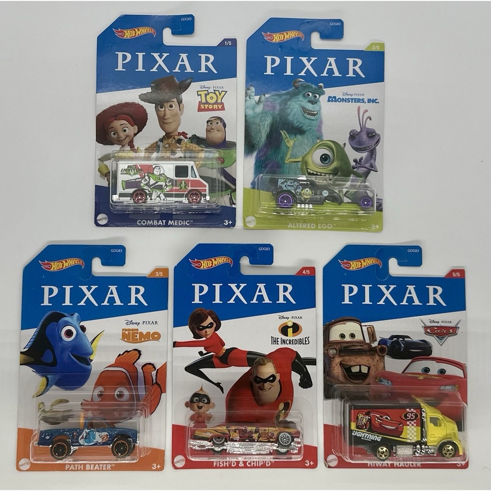 Hot Wheels Disney Pixar Complete Set of 5 Toy Story Cars Nemo Incredibles 1:64